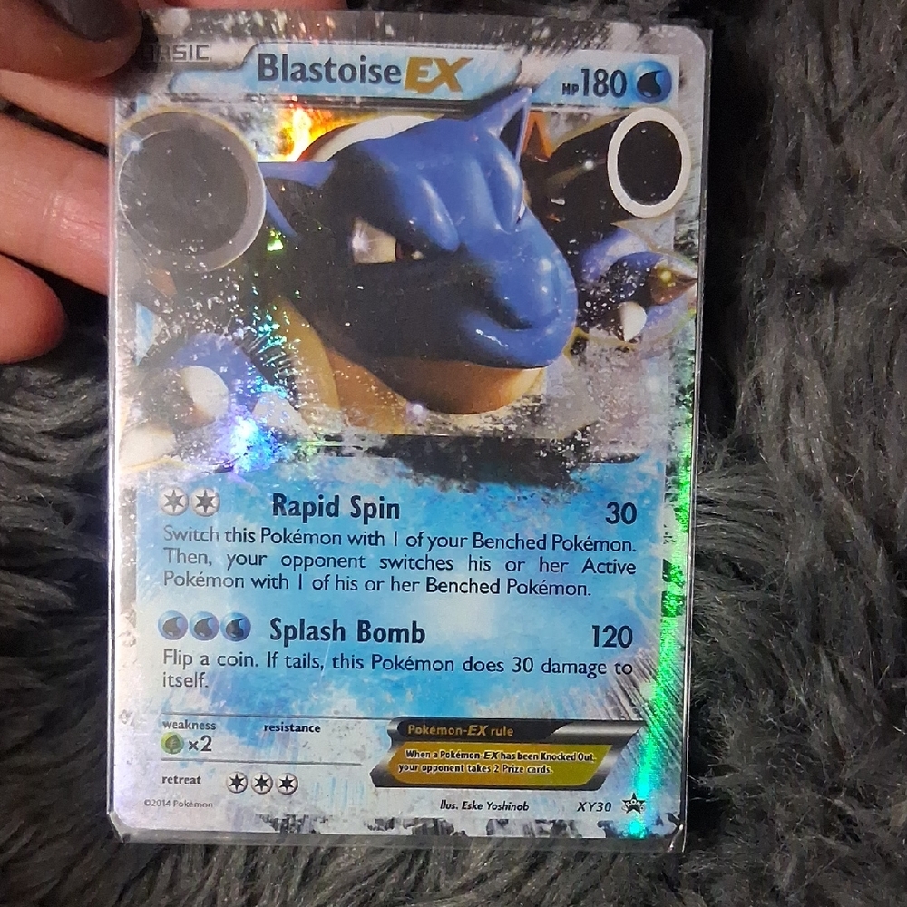 Pokemon Blastoise EX Trading Card - Blue and Silver